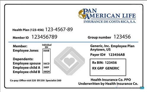 Download Costa Rica health insurance card Photoshop template